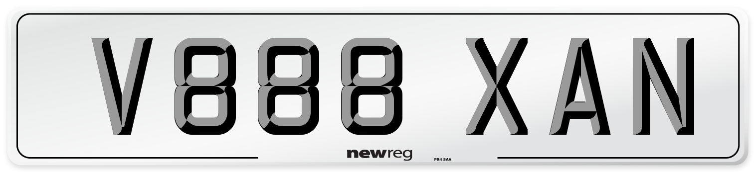 V888 XAN Number Plate from New Reg